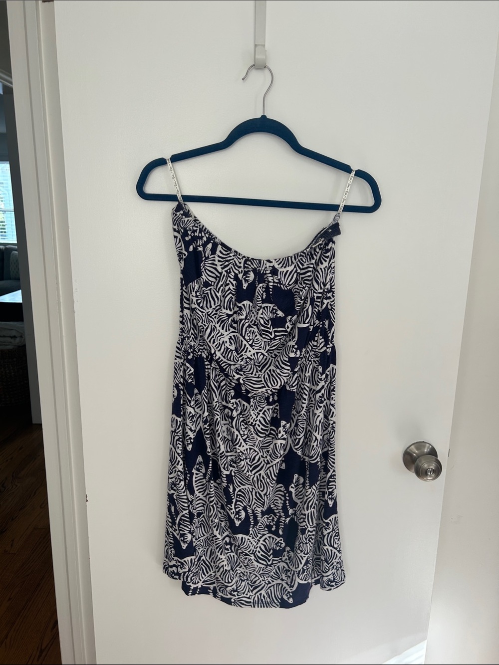 Lilly Pulitzer Navy and White Strapless Dress